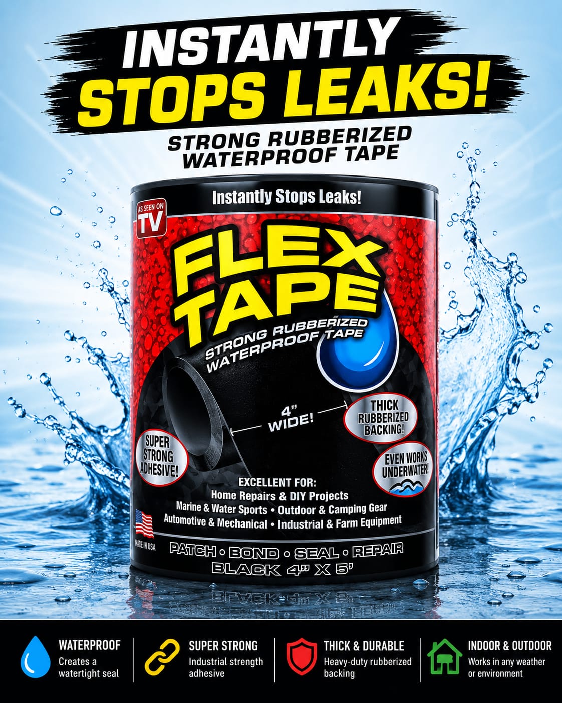 Flex Tape for Water Leakage Super Strong Waterproof Tape Adhesive Tape