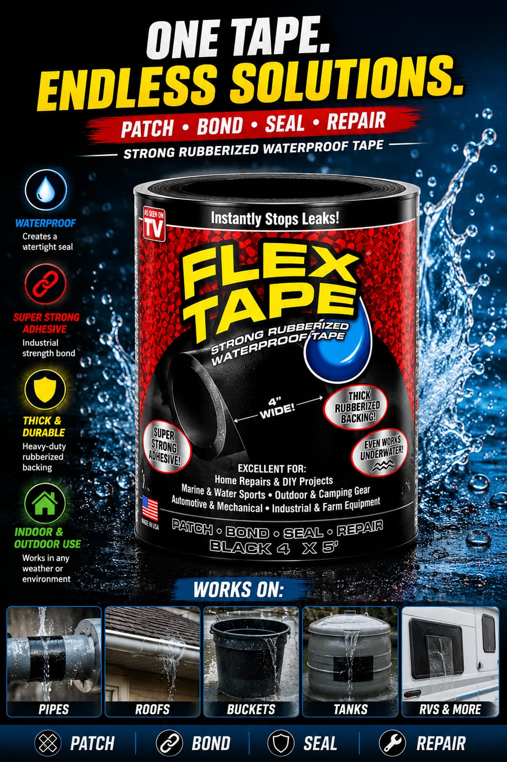 Flex Tape for Water Leakage Super Strong Waterproof Tape Adhesive Tape