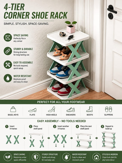 Adjustable Shoe Stand Organizer Stackable Storage Bedroom entryway Slots Shelf Footwear Rack