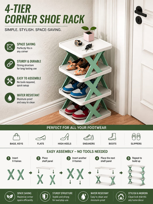 Adjustable Shoe Stand Organizer Stackable Storage Bedroom entryway Slots Shelf Footwear Rack